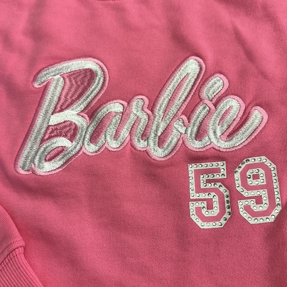NWT Barbie Forever 21 Pink Cropped Sweatshirt - Picture 2 of 8